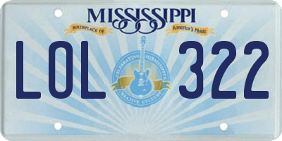 MS license plate LOL322