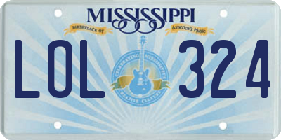 MS license plate LOL324