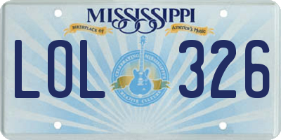 MS license plate LOL326