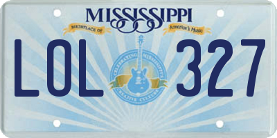 MS license plate LOL327