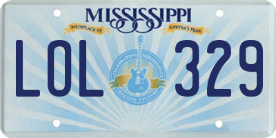 MS license plate LOL329
