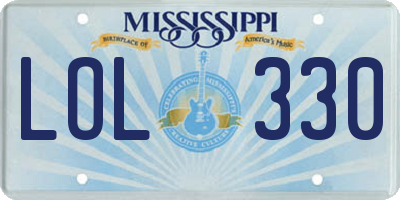 MS license plate LOL330