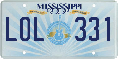 MS license plate LOL331