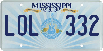 MS license plate LOL332