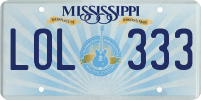 MS license plate LOL333