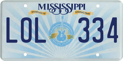 MS license plate LOL334