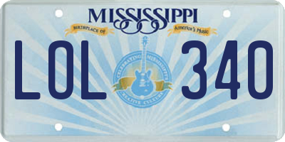 MS license plate LOL340