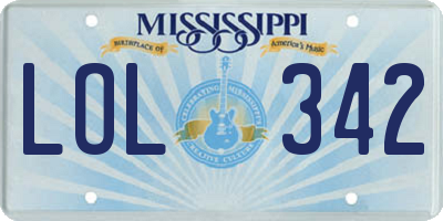 MS license plate LOL342