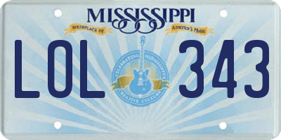 MS license plate LOL343