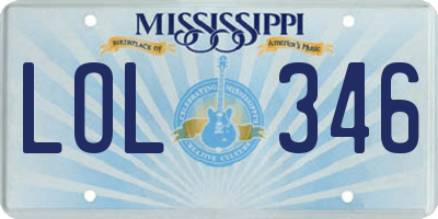 MS license plate LOL346