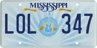 MS license plate LOL347