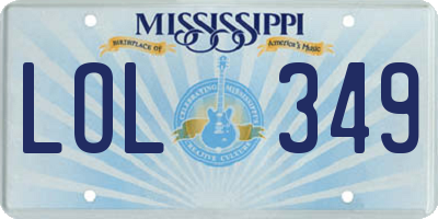 MS license plate LOL349