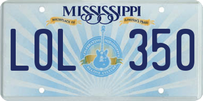 MS license plate LOL350