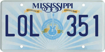 MS license plate LOL351
