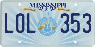 MS license plate LOL353