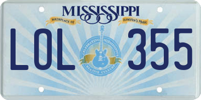MS license plate LOL355