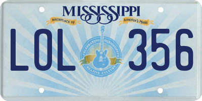 MS license plate LOL356