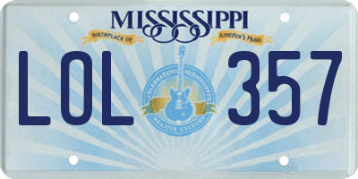 MS license plate LOL357