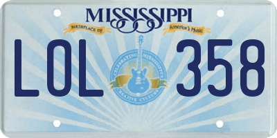 MS license plate LOL358