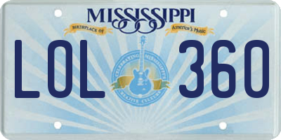 MS license plate LOL360