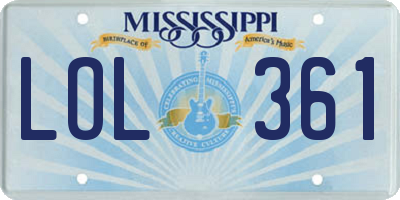 MS license plate LOL361