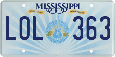 MS license plate LOL363