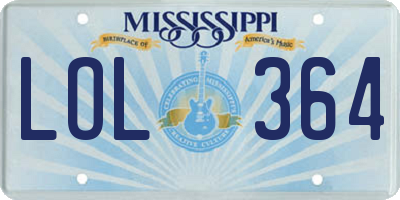 MS license plate LOL364