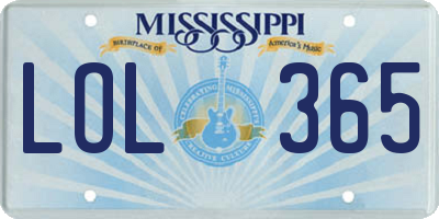 MS license plate LOL365