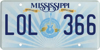 MS license plate LOL366