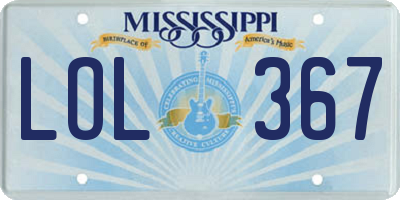 MS license plate LOL367