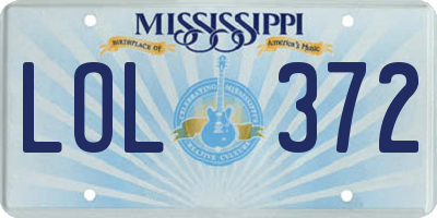 MS license plate LOL372