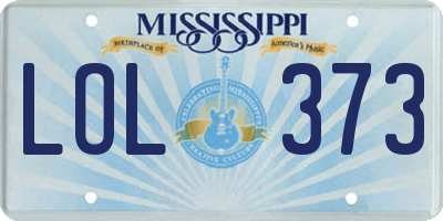 MS license plate LOL373