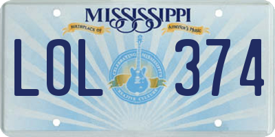 MS license plate LOL374