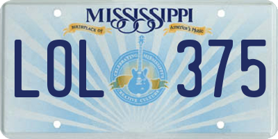 MS license plate LOL375
