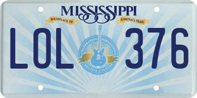 MS license plate LOL376