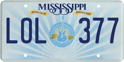 MS license plate LOL377