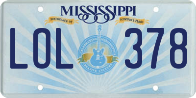 MS license plate LOL378