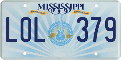 MS license plate LOL379