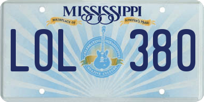 MS license plate LOL380