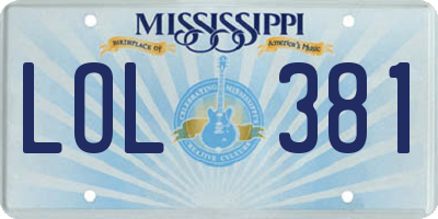 MS license plate LOL381