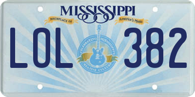 MS license plate LOL382