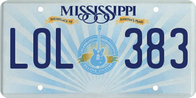 MS license plate LOL383