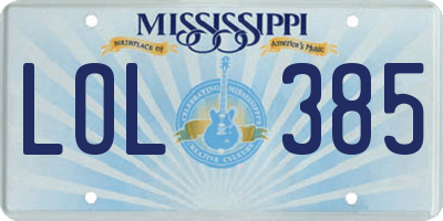 MS license plate LOL385