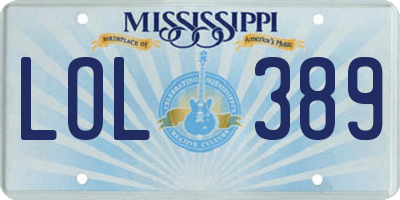 MS license plate LOL389