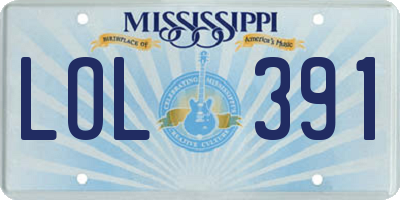 MS license plate LOL391