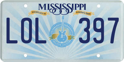 MS license plate LOL397