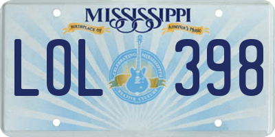 MS license plate LOL398