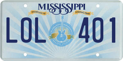 MS license plate LOL401