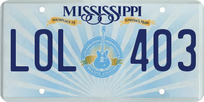 MS license plate LOL403