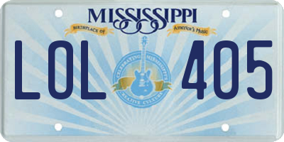 MS license plate LOL405